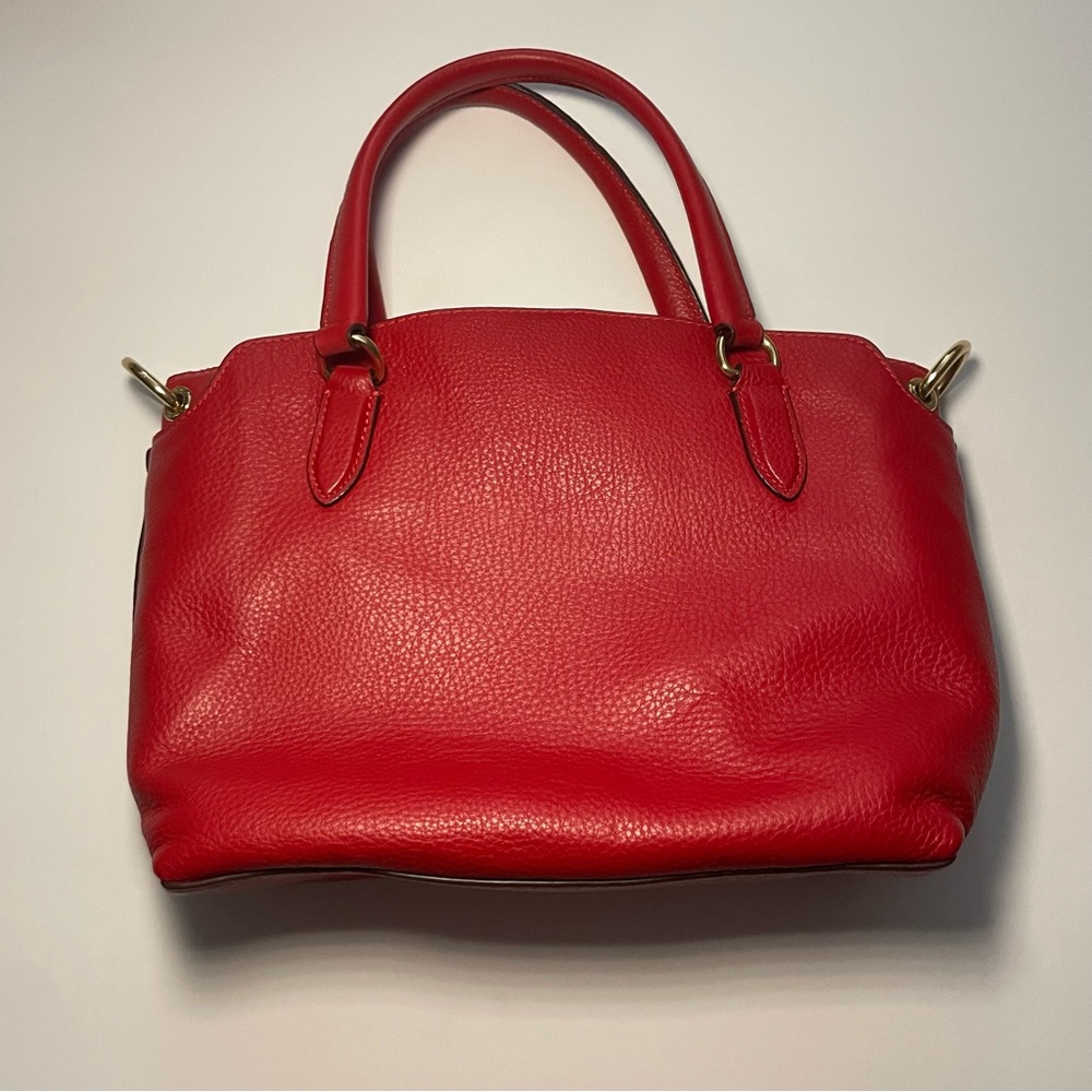 Coach Red Pebbled Leather Remi Satchel Bag - Picture 2 of 4